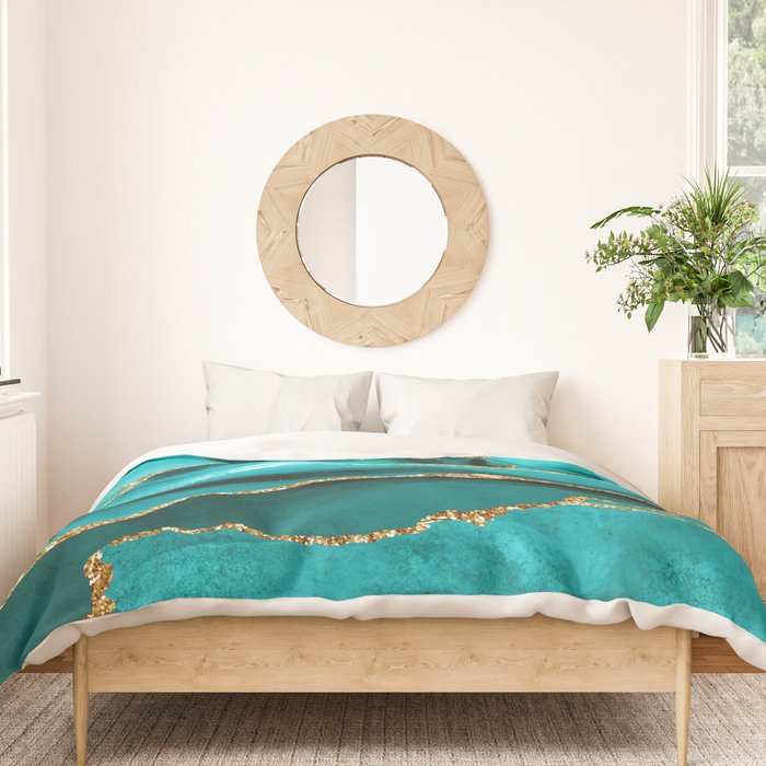 Aqua Turquoise Day Blue Galaxy Marble Duvet Cover Gallery Image 3