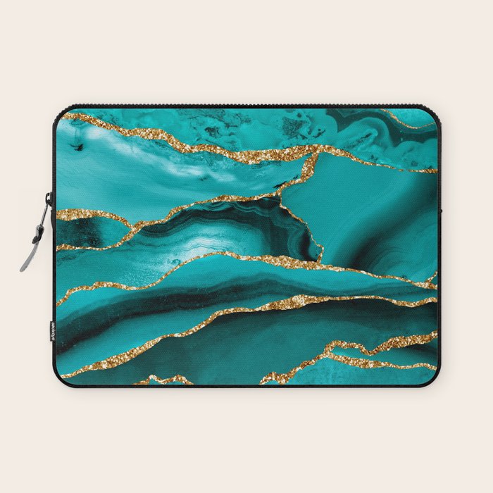 Aqua Turquoise Day Blue Galaxy Marble Laptop Sleeve