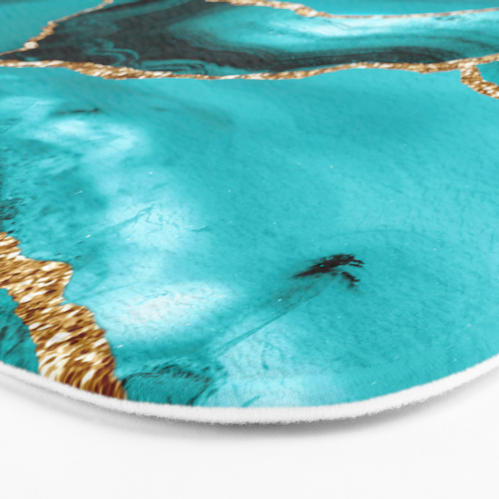 Aqua Turquoise Day Blue Galaxy Marble Bath Mat Gallery Image 3