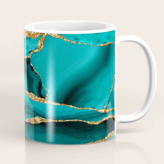 Aqua Turquoise Day Blue Galaxy Marble Coffee Mug Gallery Image 1