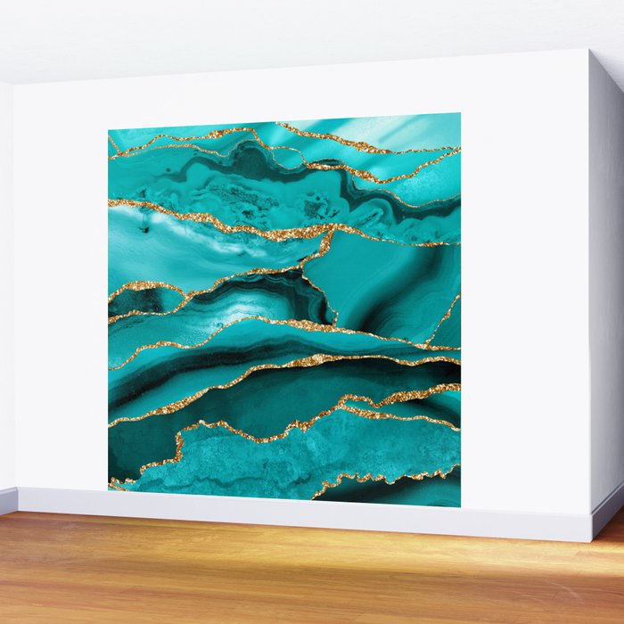 Aqua Turquoise Day Blue Galaxy Marble Wall Mural Gallery Image 2