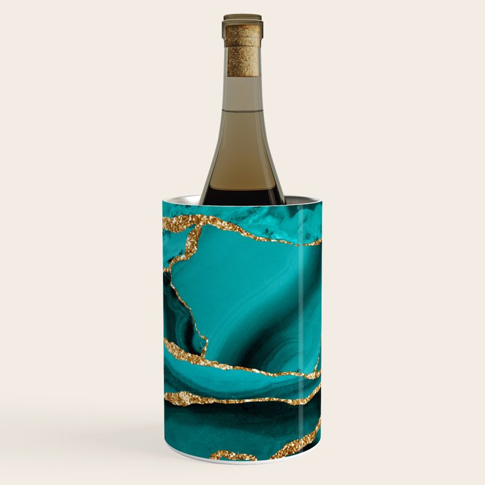 Aqua Turquoise Day Blue Galaxy Marble Wine Chiller Gallery Image 3