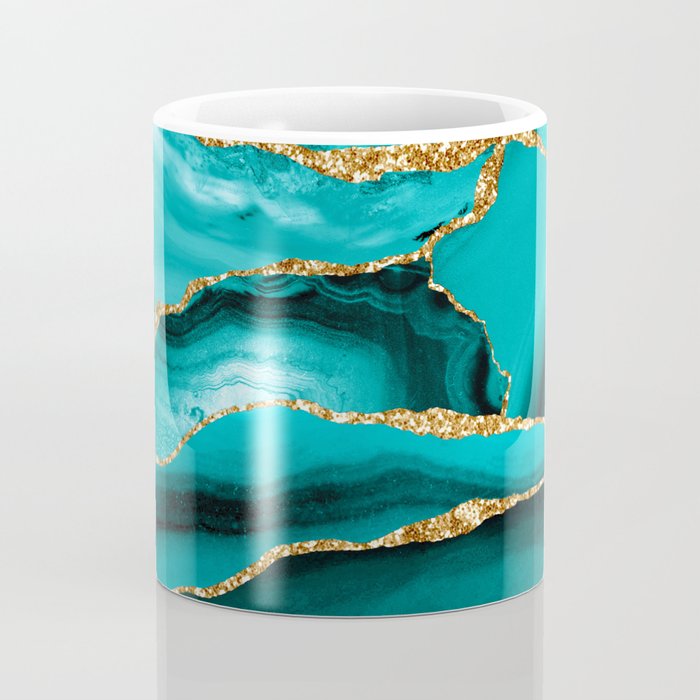 Aqua Turquoise Day Blue Galaxy Marble Coffee Mug Gallery Image 4