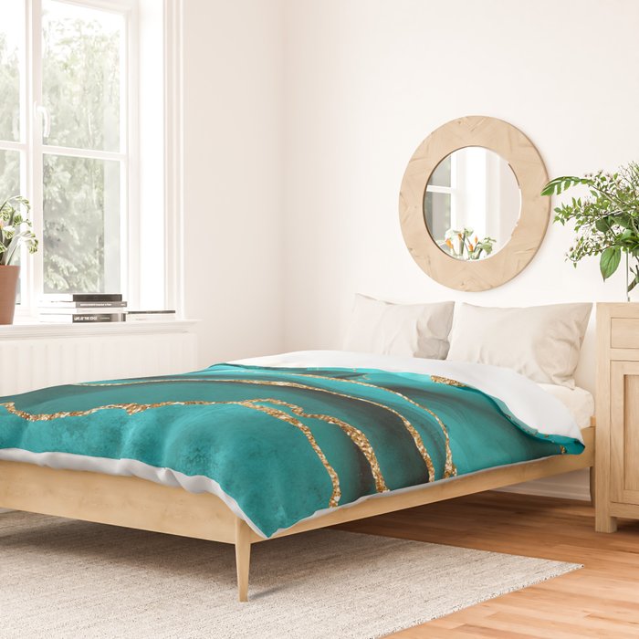 Aqua Turquoise Day Blue Galaxy Marble Duvet Cover Gallery Image 2