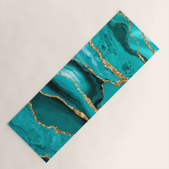 Aqua Turquoise Day Blue Galaxy Marble Yoga Mat Gallery Image 1