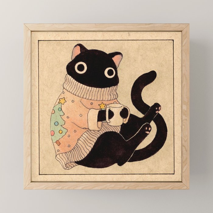 Christmas Cat 01 Mini Art Print Gallery Image 1