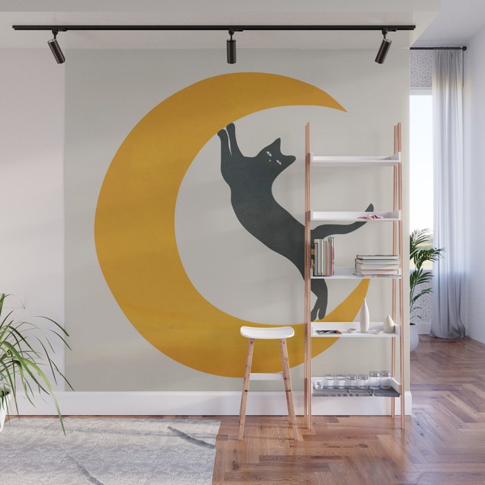 Moon and Cat Wall Mural Gallery Image 1