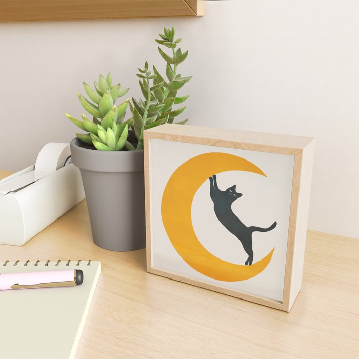 Moon and Cat Mini Art Print Gallery Image 2