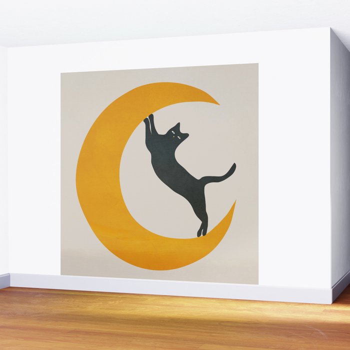 Moon and Cat Wall Mural Gallery Image 2
