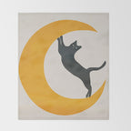 Moon and Cat Throw Blanket Gallery Image 2