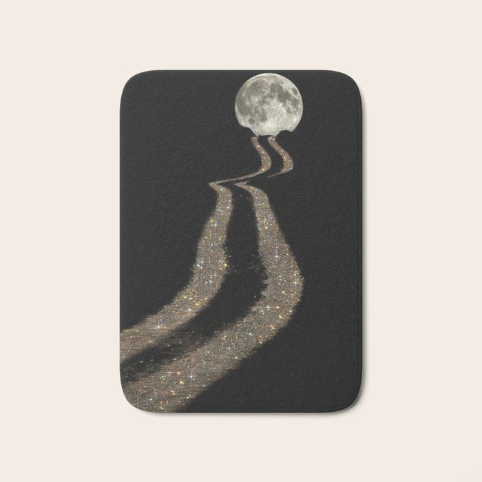 THE MOON | glitter | gold | path | full | planet | star | sky | night | glitter  Bath Mat Gallery Image 1