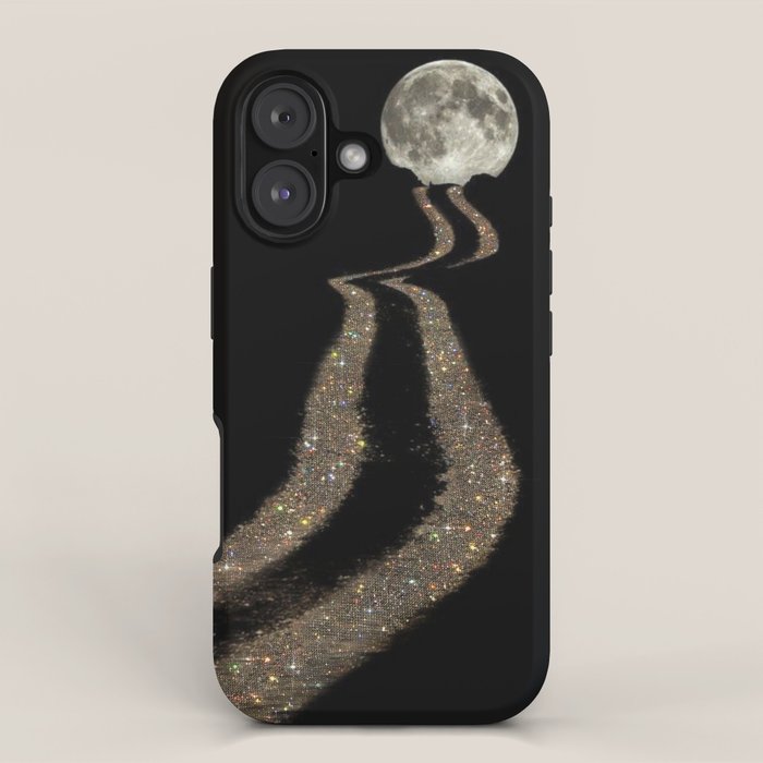 THE MOON | glitter | gold | path | full | planet | star | sky | night | glitter  iPhone Case Gallery Image 1