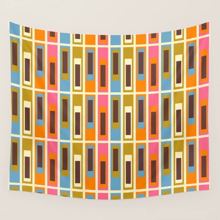 Geometric Mid Century Modern Eclectic Lexington Ave Pattern Wall Tapestry Gallery Image 1