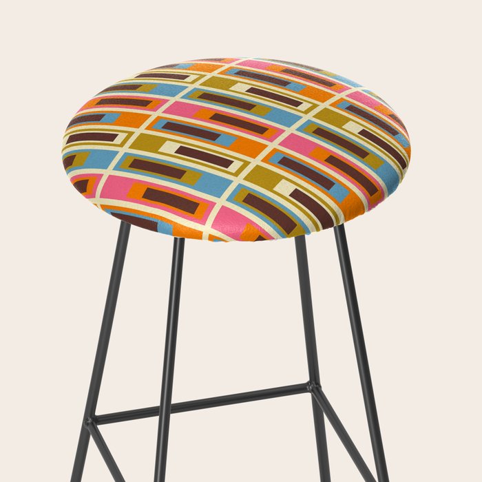 Geometric Mid Century Modern Eclectic Lexington Ave Pattern Stool Gallery Image 2
