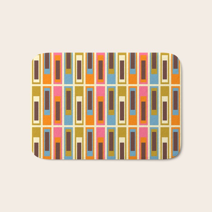 Geometric Mid Century Modern Eclectic Lexington Ave Pattern Bath Mat Gallery Image 1