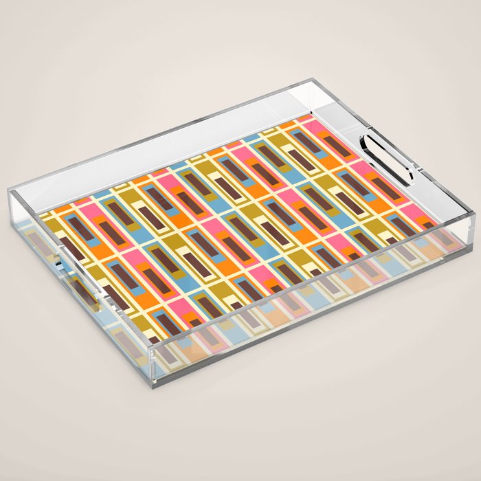 Geometric Mid Century Modern Eclectic Lexington Ave Pattern Acrylic Tray Gallery Image 1