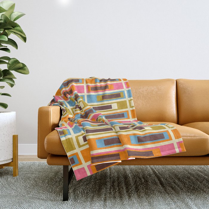 Geometric Mid Century Modern Eclectic Lexington Ave Pattern Throw Blanket Gallery Image 1