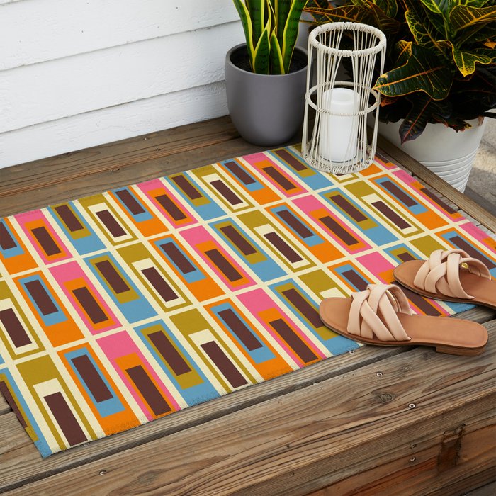 Geometric Mid Century Modern Eclectic Lexington Ave Pattern Outdoor Rug Gallery Image 2