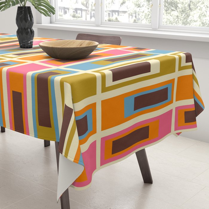 Geometric Mid Century Modern Eclectic Lexington Ave Pattern Tablecloth Gallery Image 3