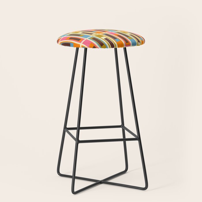 Geometric Mid Century Modern Eclectic Lexington Ave Pattern Stool Gallery Image 1
