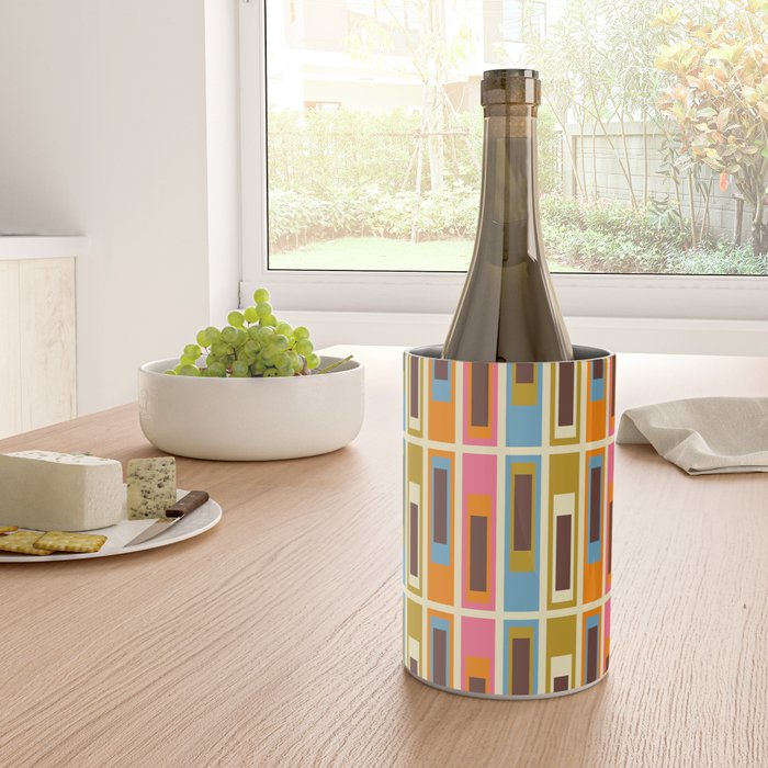 Geometric Mid Century Modern Eclectic Lexington Ave Pattern Wine Chiller Gallery Image 4