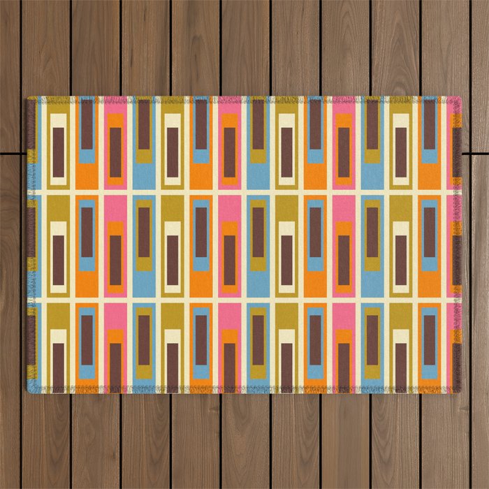 Geometric Mid Century Modern Eclectic Lexington Ave Pattern Outdoor Rug Gallery Image 1