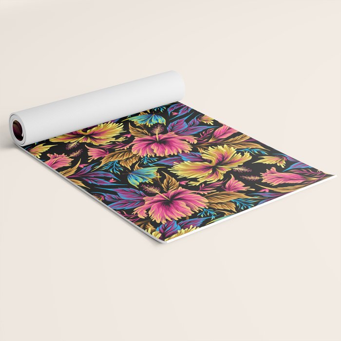 Hibiscus Butterflies - Multicolor Yoga Mat Gallery Image 2