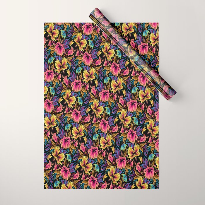 Hibiscus Butterflies - Multicolor Wrapping Paper Gallery Image 1