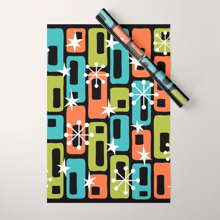 Mid Century Modern Atomic Sparkles 244 Wrapping Paper Gallery Image 1