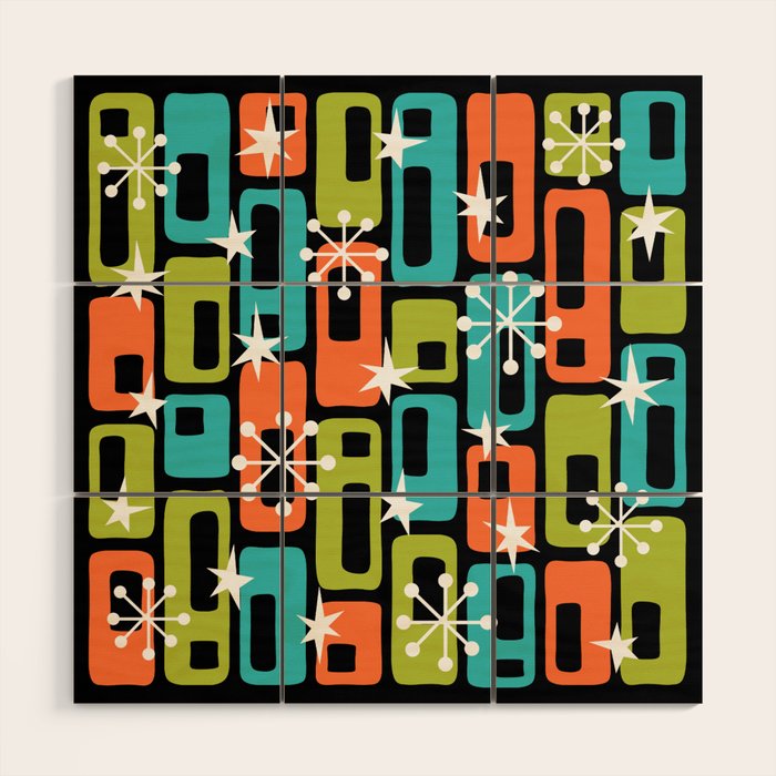Mid Century Modern Atomic Sparkles 244 Wood Wall Art Gallery Image 1
