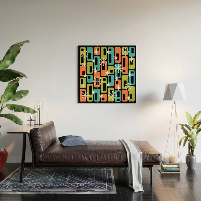 Mid Century Modern Atomic Sparkles 244 Wood Wall Art Gallery Image 2