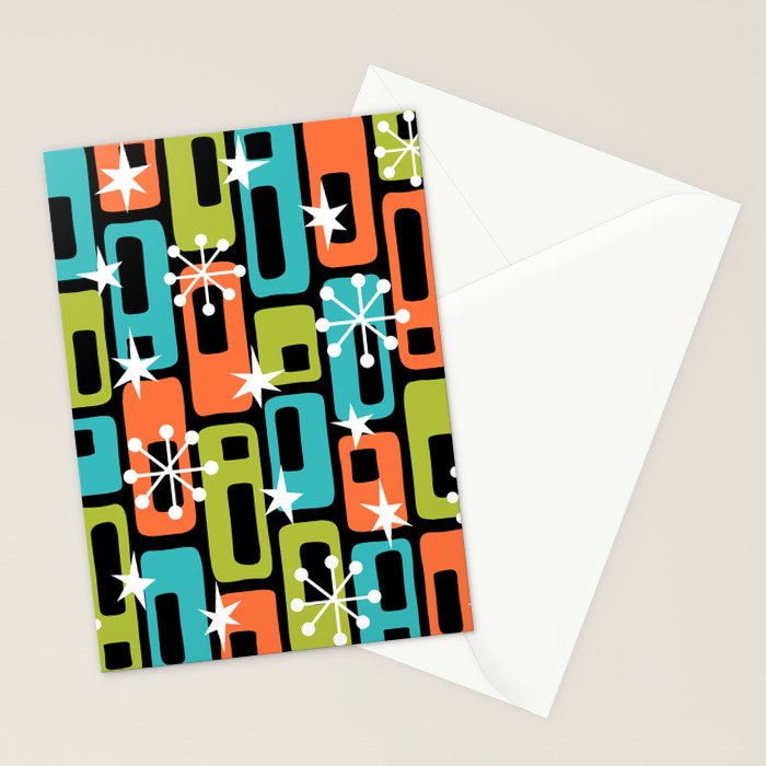 Mid Century Modern Atomic Sparkles 244 Stationery Card Gallery Image 2