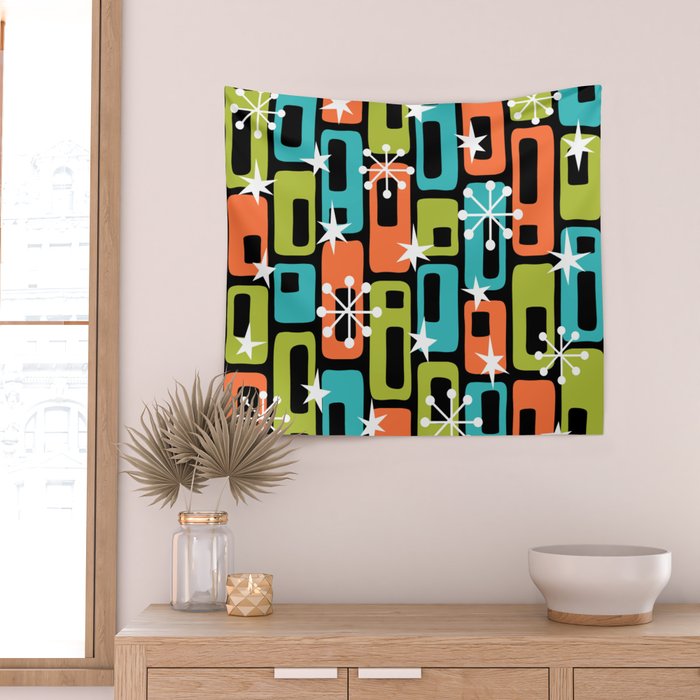 Mid Century Modern Atomic Sparkles 244 Wall Tapestry Gallery Image 2