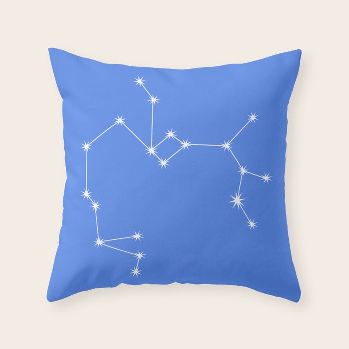 Sagittarius Zodiac Star Constellation Line Art Bright Blue Throw Pillow Gallery Image 6