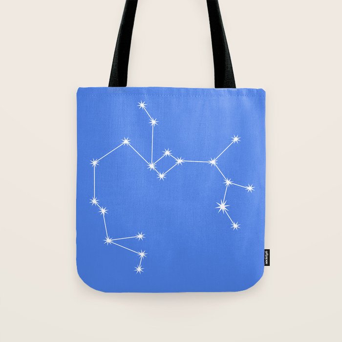 Sagittarius Zodiac Star Constellation Line Art Bright Blue Tote Bag Gallery Image 1
