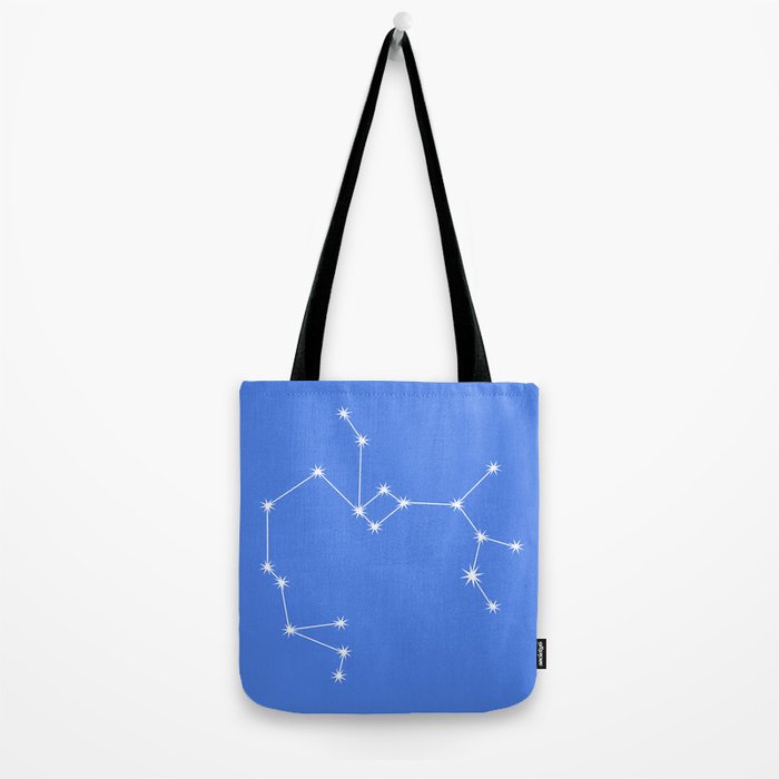 Sagittarius Zodiac Star Constellation Line Art Bright Blue Tote Bag Gallery Image 2