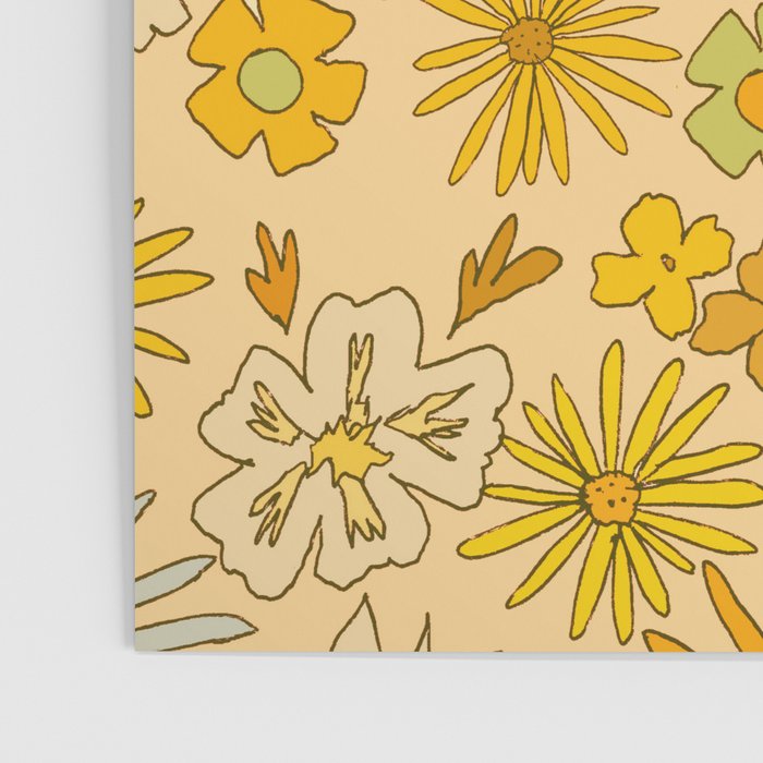 flower power wildflowers brown // retro art by surfy birdy Poster Gallery Image 3