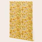flower power wildflowers brown // retro art by surfy birdy Wallpaper Gallery Image 2