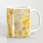 flower power wildflowers brown // retro art by surfy birdy Coffee Mug Gallery Image 1