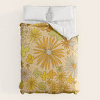 flower power wildflowers brown // retro art by surfy birdy Comforter Gallery Image 6