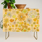 flower power wildflowers brown // retro art by surfy birdy Credenza Gallery Image 1