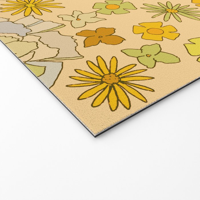 flower power wildflowers brown // retro art by surfy birdy Welcome Mat Gallery Image 2