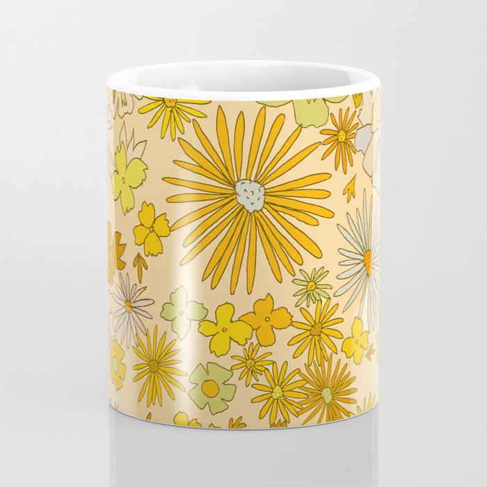 flower power wildflowers brown // retro art by surfy birdy Coffee Mug Gallery Image 4