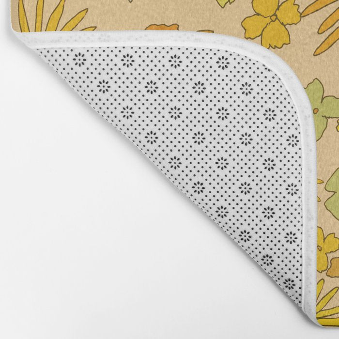 flower power wildflowers brown // retro art by surfy birdy Bath Mat Gallery Image 2