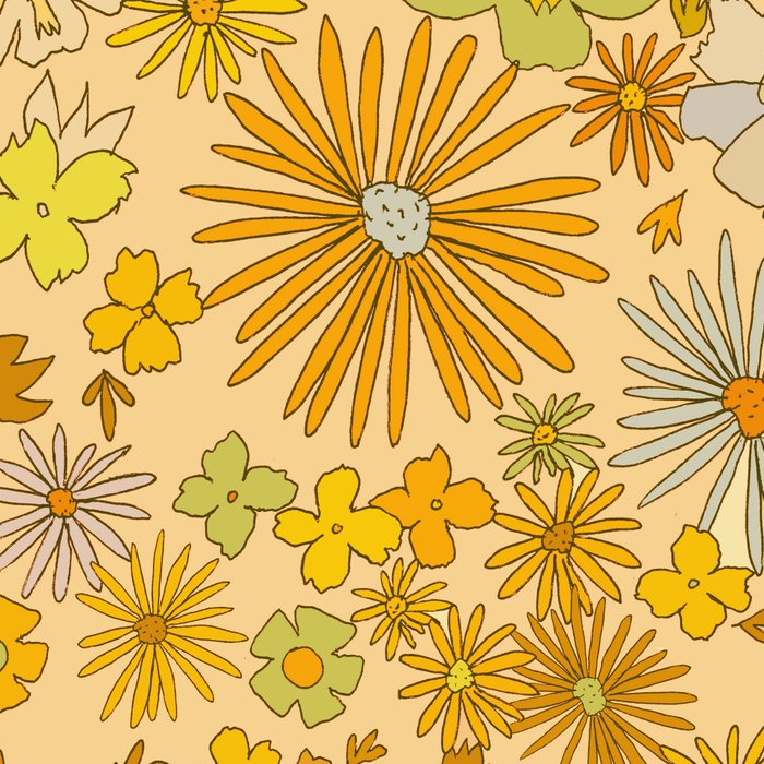 flower power wildflowers brown // retro art by surfy birdy Coffee Mug Gallery Image 2