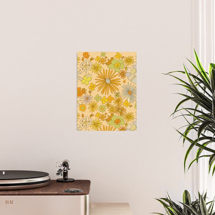 flower power wildflowers brown // retro art by surfy birdy Poster Gallery Image 2