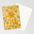 flower power wildflowers brown // retro art by surfy birdy Stationery Card Gallery Image 2