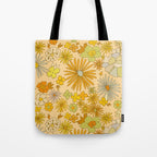 flower power wildflowers brown // retro art by surfy birdy Tote Bag Gallery Image 1