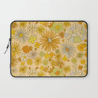 flower power wildflowers brown // retro art by surfy birdy Laptop Sleeve Gallery Image 1