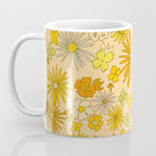flower power wildflowers brown // retro art by surfy birdy Coffee Mug Gallery Image 3